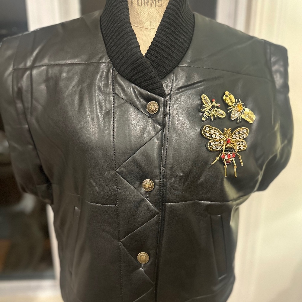 Truth Black Leather Women's Vest with Embroidered Patch